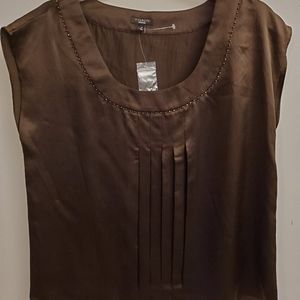 Talbots women's brown silk top